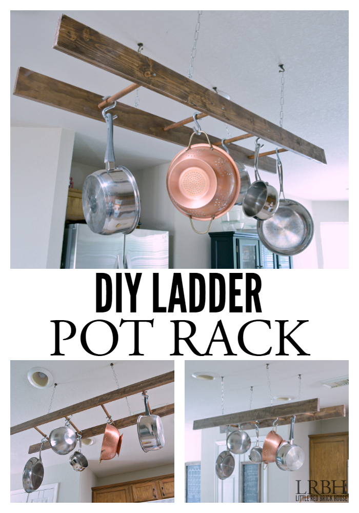 DIY Ladder Pot Rack | LITTLE RED BRICK HOUSE